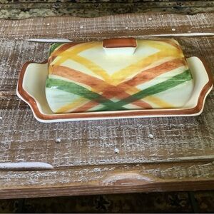 Vintage Vernonware Farmhouse Homespun Butter Dish